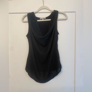 Red Haute Black Drape Sleeveless Blouse